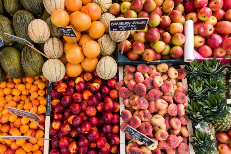 large group of objects, variation, abundance, 5K, nectarines, colorful, food, summer, top view, multi colored, market Stall, farmers market, melon, filled frame