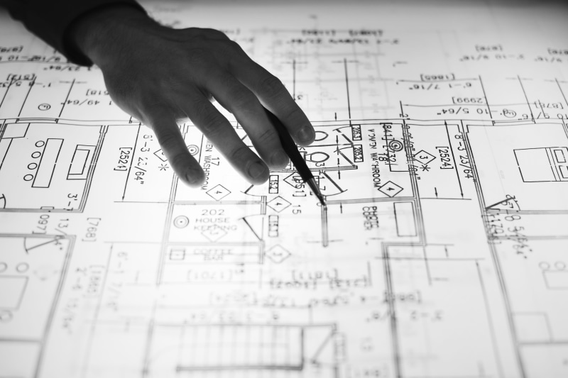finance, point, pen, workplace, selective focus, blueprint, design, construction, layout, human hand, engineer, design professional, document, planning