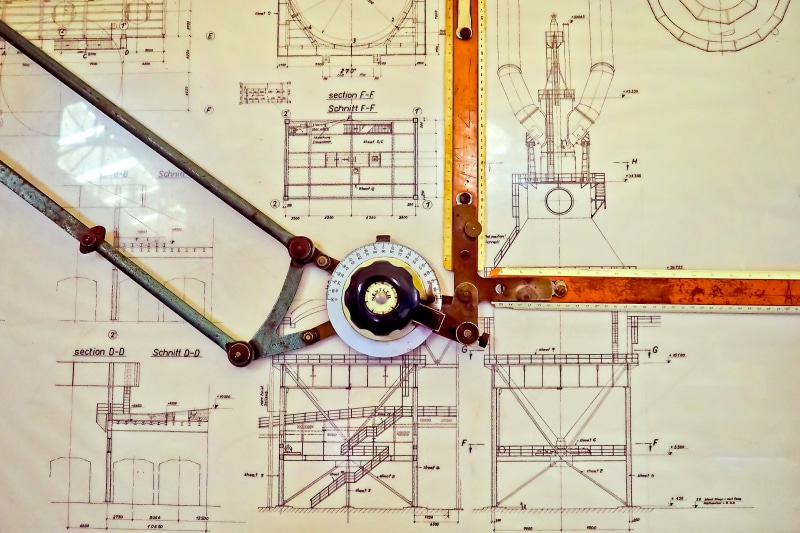 ruler, directly above, preparation, construction, 4K, geometric shape, architecture, construction industry, design, strategy, technical, compass, transportation