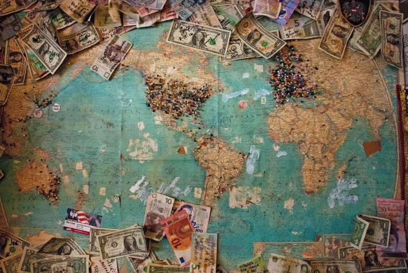 u, history, communication, the past, full frame, dollar, travel, world, map, bills, weathered, currency, indoors, banknote, backgrounds, wall - building feature