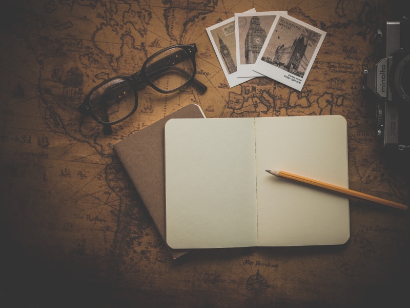 photo, vignette, map, watch, classic, notepad, tourism, details, wireless technology, color, group of objects, blank, camera, high angle view, pen, europe