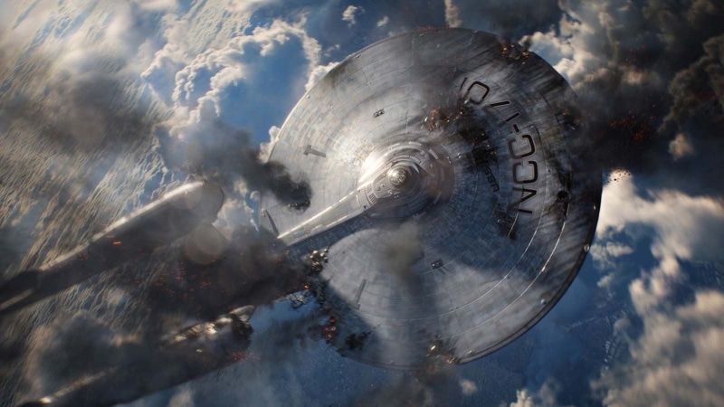 air vehicle, Star Trek Into Darkness, outdoors, spaceship, USS Enterprise (spaceship), cloud - sky, cold temperature, blurred motion, nature, technology