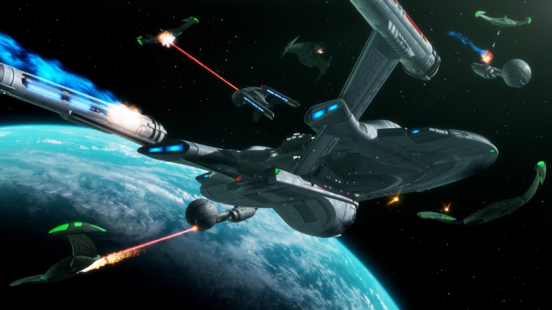 4K, swimming, space, diving equipment, battle, exploration, no people, flying, mid-air, adventure, sea, transportation, USS Enterprise (spaceship), green color