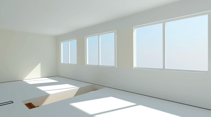 white color, 3d model, 3d concept, design, lichtraum, shape, home showcase interior, indoors, sunlight, window, live, architecture visualization, modern