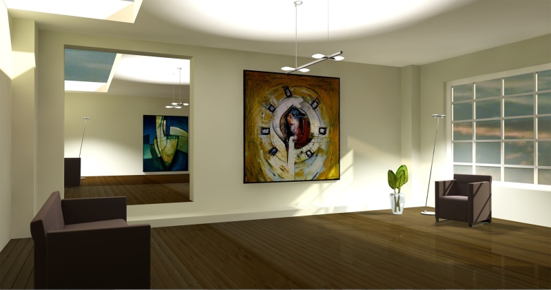 wood, indoors, painting, real estate, chair, 2K, computer graphics, building, presentation, house, live, virtual, wall - Building Feature, home showcase interior