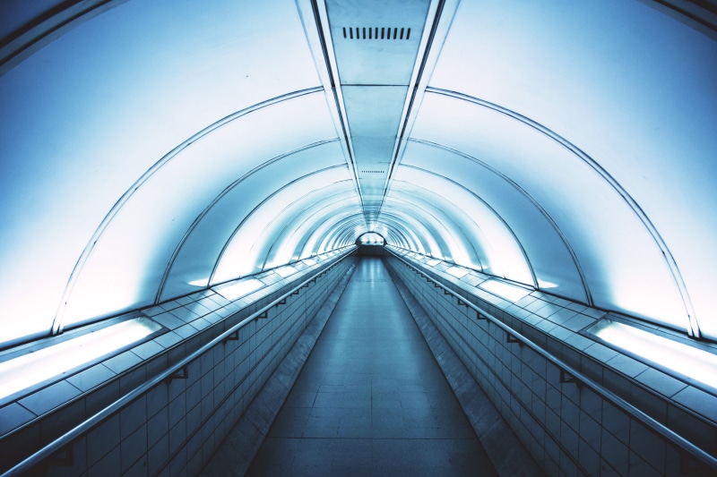 empty, station, Underground, underpass, abstract, speed, building, motion, blue, blurred Motion, moving walkway, footpath, urban Scene, business, no people