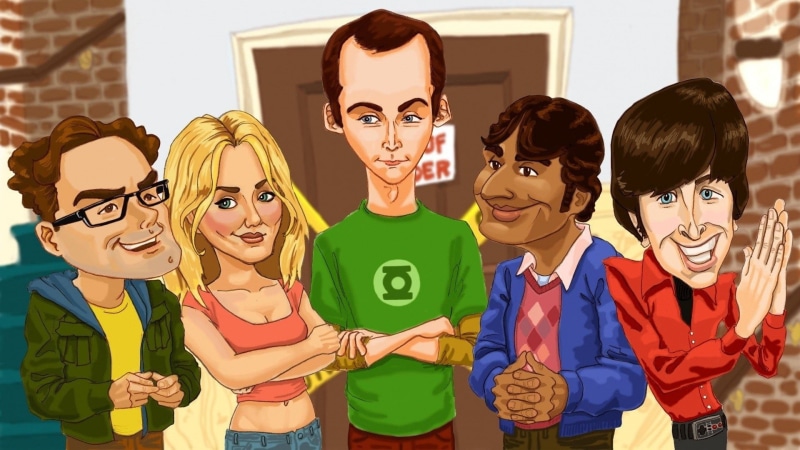 indoors, 1080P, Howard Wolowitz, casual clothing, bang, men, theory, animation, standing, front view, Penny, looking at camera, Raj Koothrappali, childhood