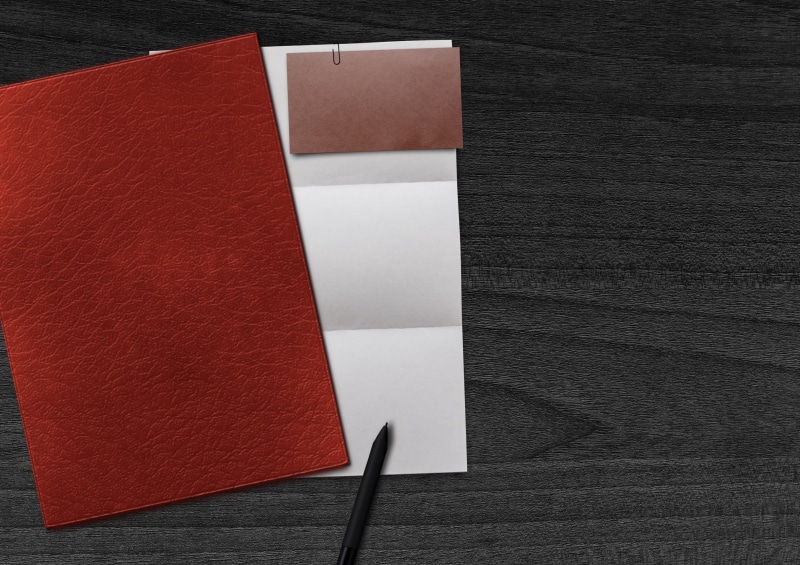 conference, map, decoration, portfolio, errands, paperclip, invitation, brown, red, business card, leather, notebook, office, stationery, high angle view