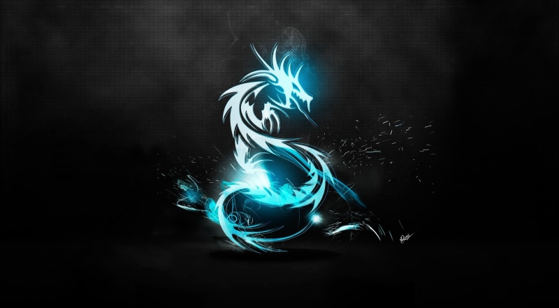 indoors, Blue, burning, pattern, close-up, Dragon, nature, flowing, black color, swirl, black background, abstract, Light, no people, 2K, Symbol, illuminated