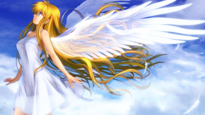 Wings, Angel, Feathers, Girl, White, 1080P, Beautiful, Anime