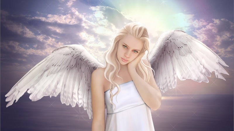 Sky, Fantasy, Wings, Angel, White, 1080P, Girl