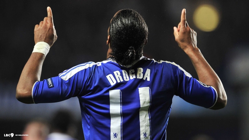 Didier Drogba , men, standing, 1080P, shirt, sport, indoors, s, jersey, blue, rear view, adult, Chelsea FC, limb, drogba, night, young adult, soccer, arms raised