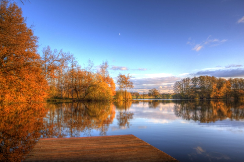 Himmel, cloudy, Lac, time, leaf, body, Ostwestfalen, handheld, mooreland, Bäume, light  green, sun, dock, Couche, clouds, nature, OWL, lake, Natur, season