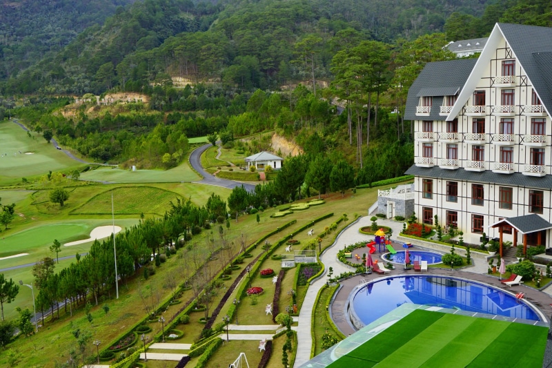 built structure, vietnam, real people, people, field, nature, tree, sport, hill, building exterior, outdoors, water, green, green color, 4K, the beauty