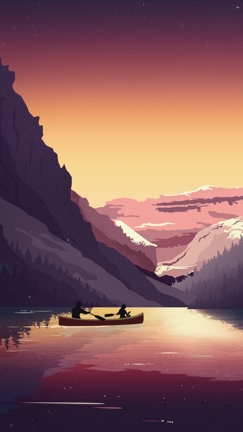 sport, 1080P, activity, lake, beauty in nature, tranquil scene, cold temperature, snow, canoes, snowy peak, drawing, mountains, water, landscape, riding