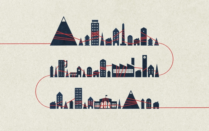 cityscape, 1080P, variation, ropes, still life, connection, minimalism, digital art, factories, building, flag, large group of objects, built structure