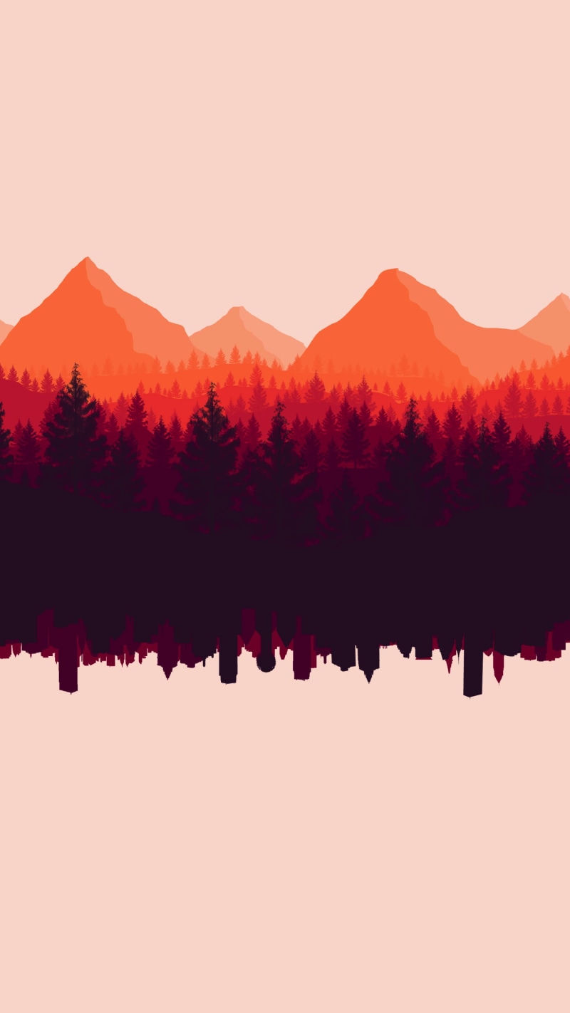 upside down, mountain, tree, trees, copy space, land, mountain peak, building, illustration, plant, mountain range, clear sky, tranquility, scenics - nature