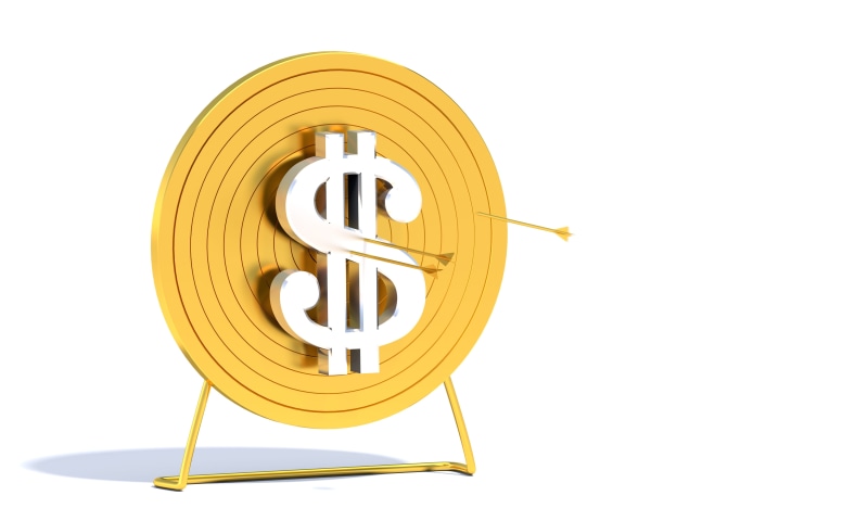 currency, arts culture and entertainment, 4K, gold colored, aiming, usd, usa, point, communication, dollar, performance, copy space, skill, dollar sign