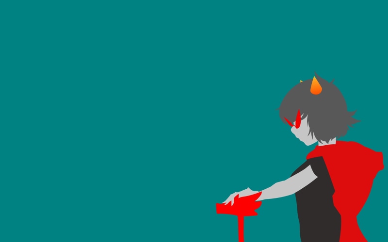standing, one person, colored background, indoors, waist up, body part, copy space, human body part, studio shot, 2K, red, side view, Homestuck, holding