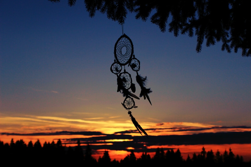 black, nature, sunset, plant, silhouette, sky, blue, tranquil scene, hanging, beauty in nature, tranquility, scenics - nature, Dreamcatcher, outdoors, lake