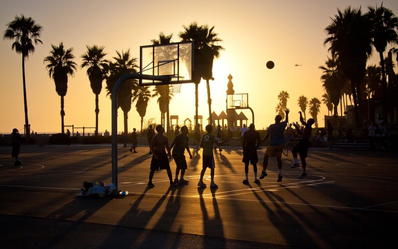 los Angeles County, venice - California, sky, plant, tourist, large group of people, 1080P, basketball - ball, sport, santa Monica, real people, famous Place