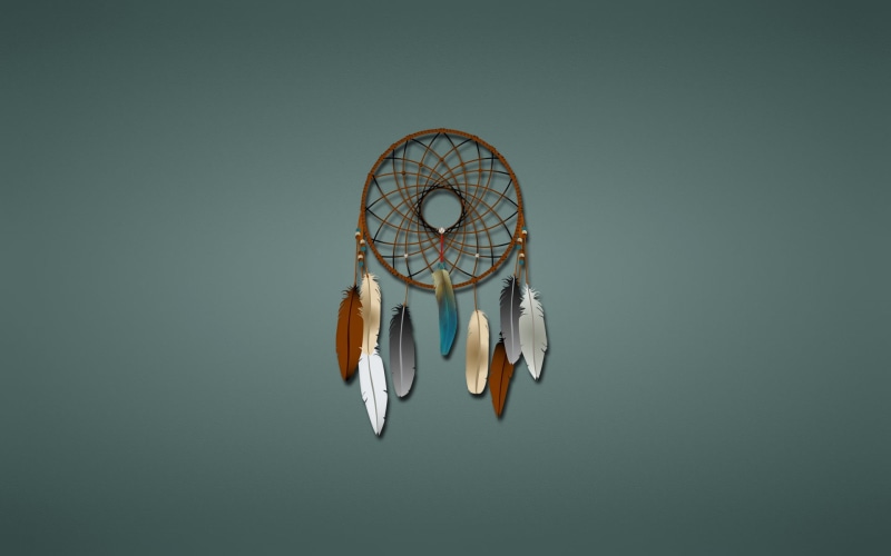 Dreamcatcher, minimalism, 1080P, feathers, mesh, round
