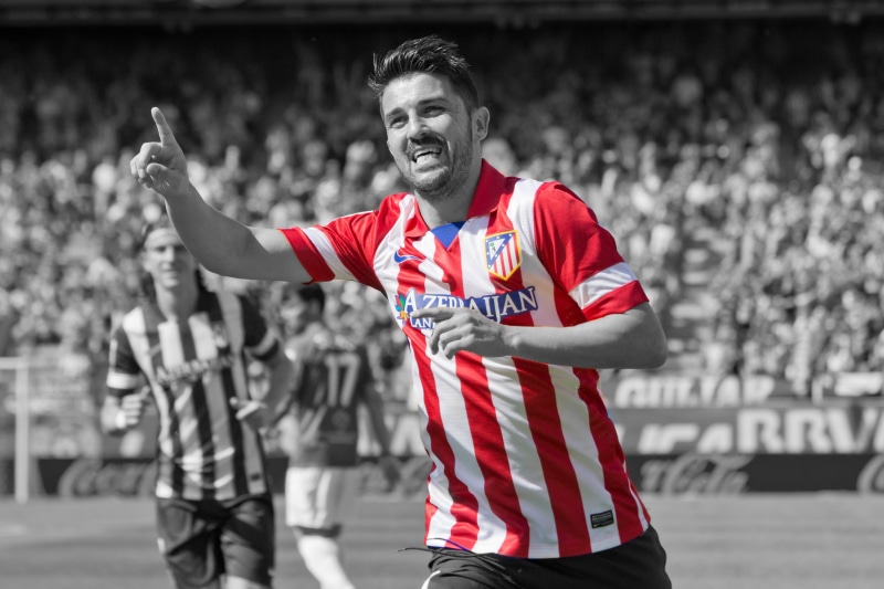 arms raised, soccer, winning, crowd, front view, young men, happiness, pride, portrait, sport, David Villa, stadium, smiling, 4K, one person, emotion