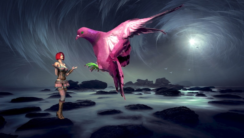 women, photo montage, landscape, light, motion, collage, scene, magenta, magical, young adult, encounter, digital composite, woman, sky, talking, composing