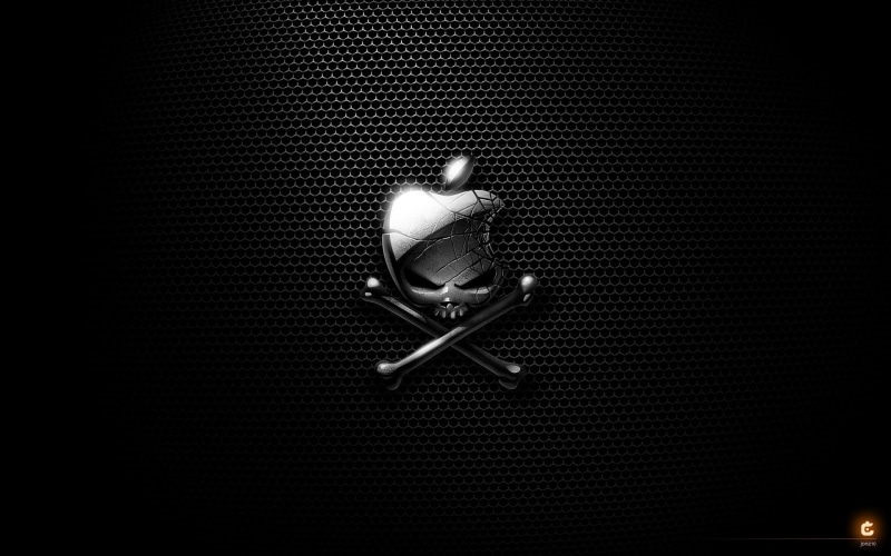 technology, art, Skull and Crossbones, x, 1080P, inc, Apple Inc., crossbones, apple, hd, skull, logos