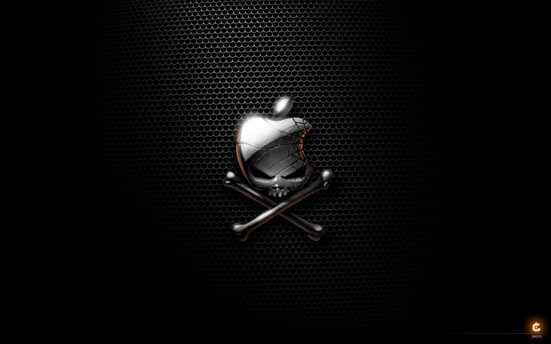 technology, apple, Apple Inc., art, skull, x, logos, 1080P, Skull and Crossbones, inc, hd, crossbones