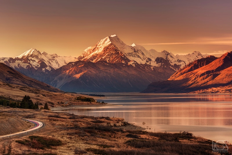New Zealand, Aotearoa, Mountain, Landscape, Glacier National Park, Aoraki/Mount Cook, Road, Glacier, 1080P, Lake Pukaki, Mountains, Sunset