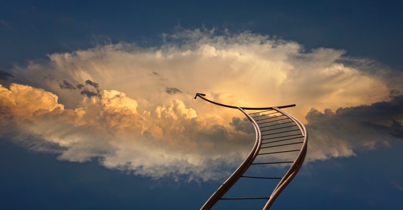 travel, aspirations, scenics - nature, cloud - sky, ladder, career, chance, clouds, way of life, rise, ascent, fog, sky, transition, beyond, god, head