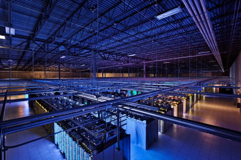 blue, business, lighting equipment, connection, industrial equipment, Servers, indoors, lot, building, data centers, factory, storage, architecture, gray