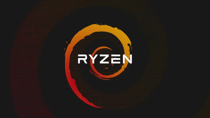 4K, RYZEN, Debian, technology, red, yellow, tech