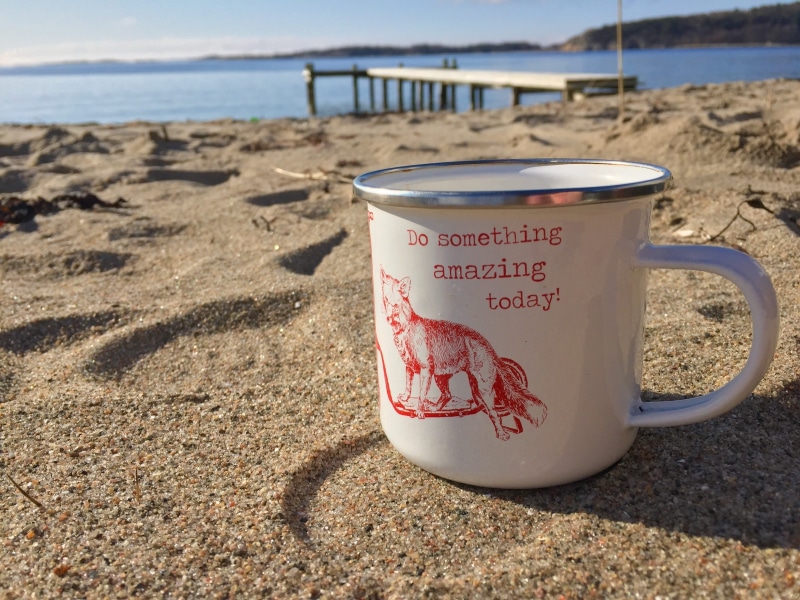 sunlight, 2K, marning, day, water, no people, food and drink, refreshment, western script, communication, Beach, close-up, sea, sand, Coffee Mug, lesure