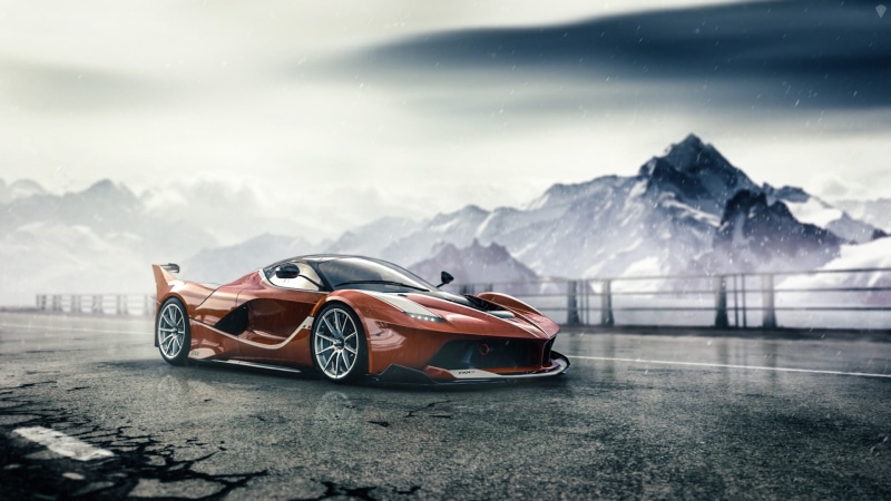 red cars, 1080P, artwork, Ferrari FXX K, vehicle, Ferrari