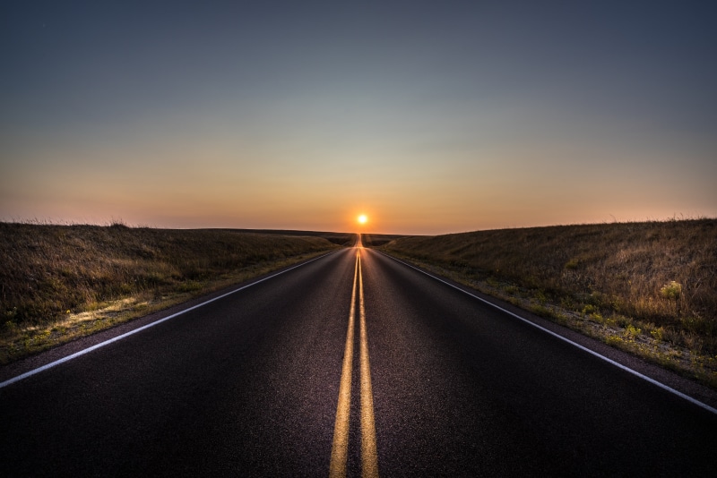 landscape, road marking, direction, road, marking, environment, sunset, asphalt, tranquility, empty, sky, outdoors, the way forward, tranquil scene, transportation