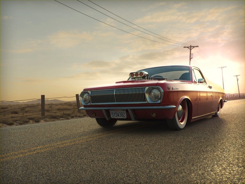 sunset, car, vintage car, retro styled, street, vehicle, motor vehicle, cloud - sky, nature, field, mode of transportation, stationary, land, outdoors