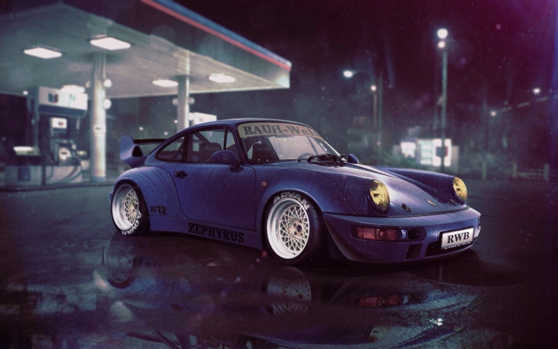 Porsche, 1080P, vehicle, car, Porsche 911 RWB, blue cars, RWB
