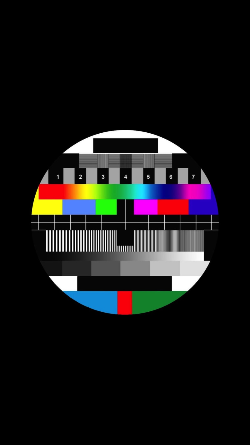black background, colorful, portrait display, simple background, digital art, minimalism, circle, test patterns, 1080P, monoscope, square, geometry, numbers