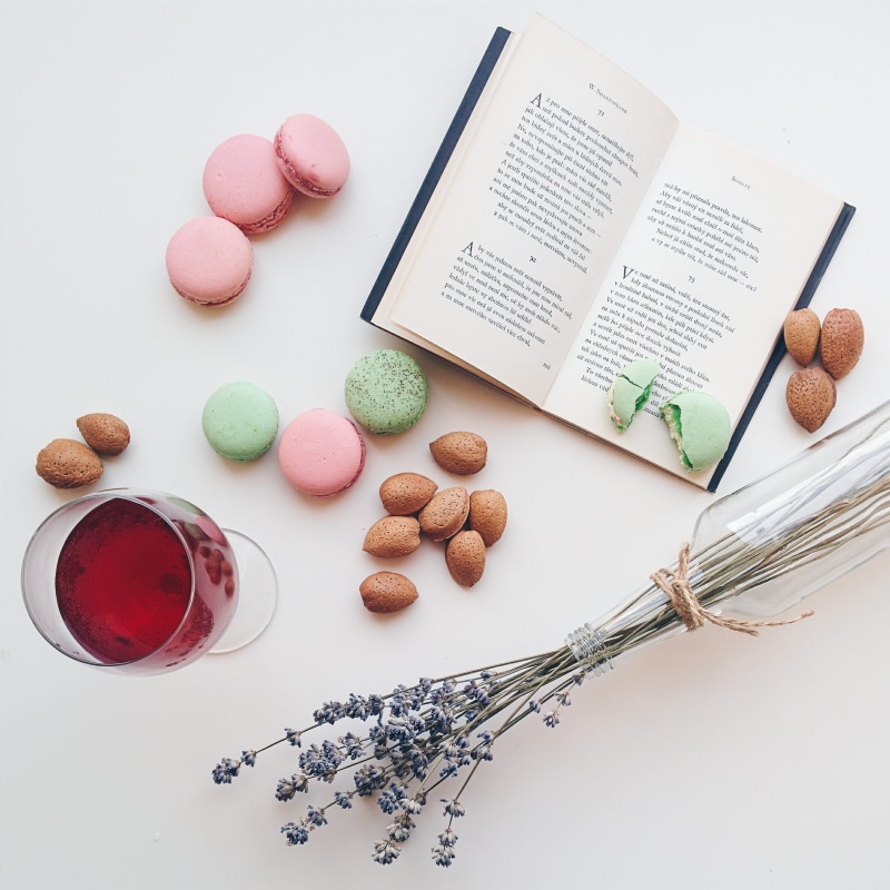 macaroon, still life, dessert, text, celebration, drink, food and drink, container, no people, book, top view, healthcare And Medicine, white background