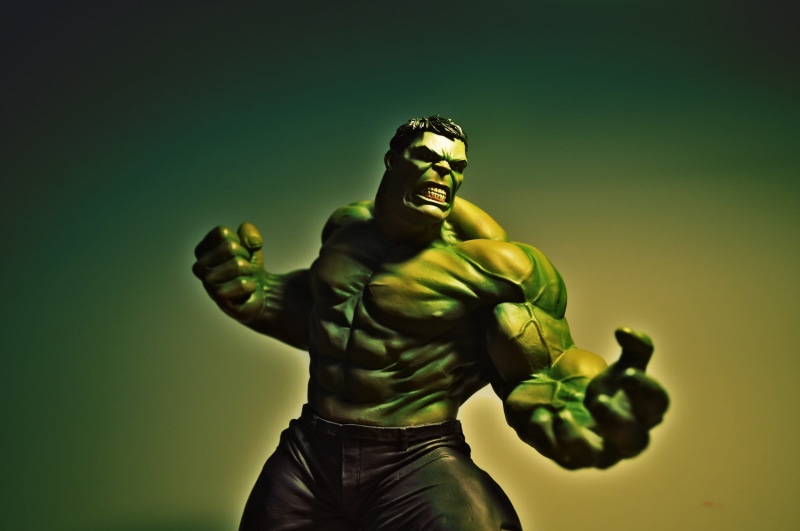 marvel, art and craft, hulk, colored background, low angle view, creativity, human representation, young adult, sport, Incredible Hulk, three quarter length