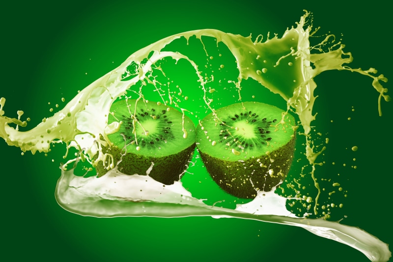 colored background, green, macro, healthy eating, indoors, nature, 5K, liquid, close-up, water, no People, Kiwi, black background, food and drink, wellbeing