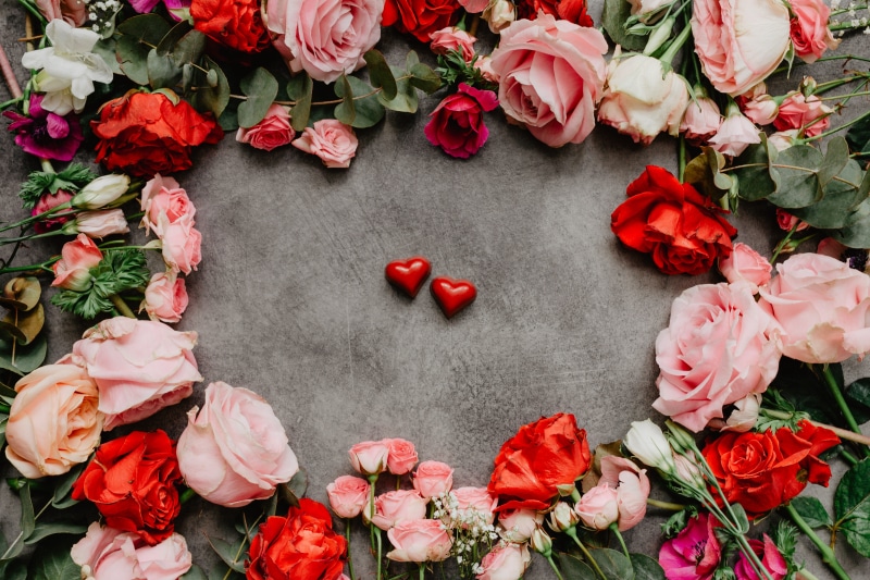 copy space, pink color, flower, valentines, flat, lay, vulnerability, flatlay, copy, bouquet, close-up, flowering plant, fragility, outdoors, no people