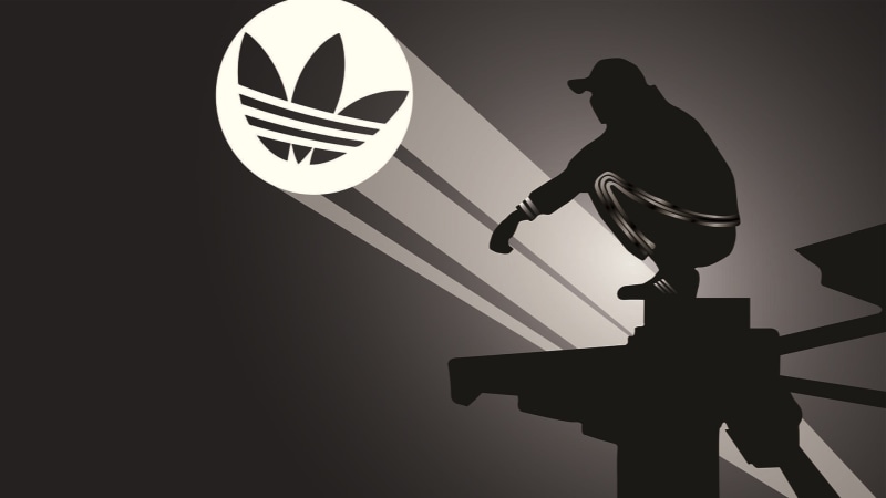 illuminated, 1080P, real people, night, human representation, one person, copy space, representation, Adidas, sign, silhouette, male likeness, communication