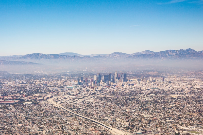 view, urban Skyline, la, panoramic, skyscraper, Aerial View, pollution, 4K, built structure, flights, tranquility, panorama, environment, horizon over land