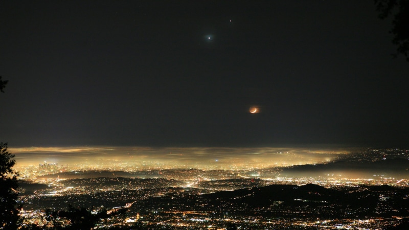 night, nightfall, moon, los angeles, nightsky, angeles, jupiter, 1080P, venus, los, hd