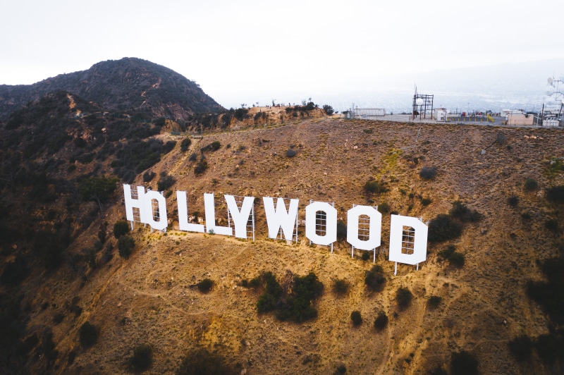 sign, land, movie, dream, mountain, city life, clear sky, tranquil scene, environment, travel destinations, vignette, sky, fame, lettering, outdoors, los angeles
