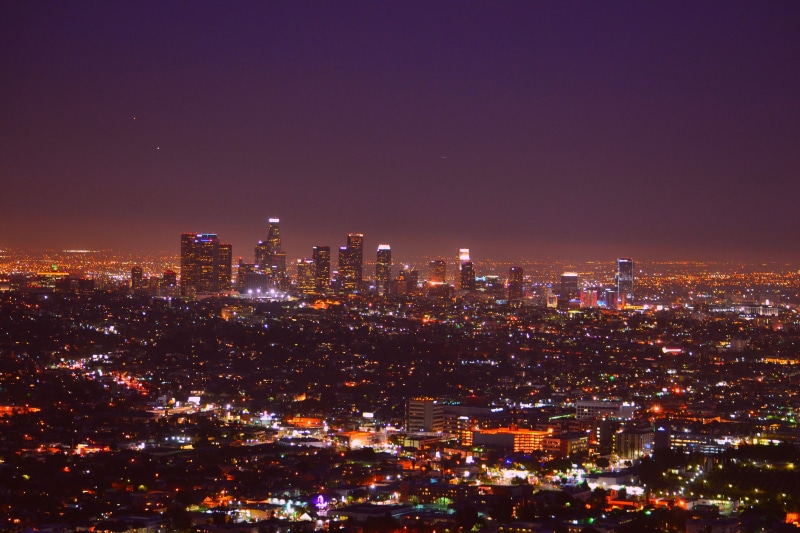 built structure, angeles, building, financial district, trip, usa, illuminated, skyscraper, night, urban skyline, los, accommodation, sky, outdoors, architecture