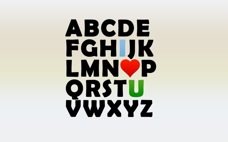 alphabetic, illustration, 1080P, background, letters, alphabet, love, heart